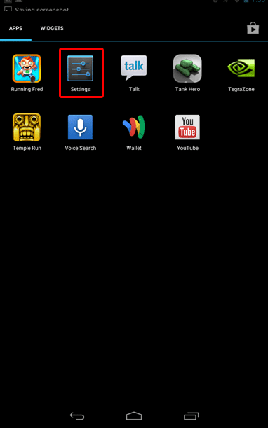 Nexus 7 Apps, Settings Icon